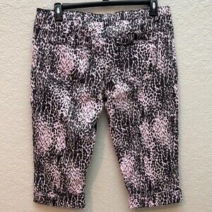 Touch Me | Pink Cheetah Stretch Capri Jeans Size 20